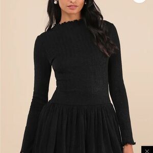 Elegant Black Long Sleeve Dress